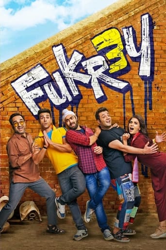 A year after the events of Fukrey 2, Bholi Punjaban has joined politics and is on the verge of winning the Delhi elections. As her win would turn the city into a criminal hub, the four friends hatch a plan to pit Choocha against Bholi in the election After his dream becomes reality, Choocha gets a new power as his urine turns into gunpowder.