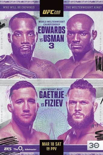 UFC 286: Edwards vs. Usman 3 was a mixed martial arts event produced by the Ultimate Fighting Championship that took place on March 18, 2023, at The O2 Arena in London, England.  A UFC Welterweight Championship trilogy bout between current champion Leon Edwards and former champion (also The Ultimate Fighter: American Top Team vs. Blackzilians welterweight winner) Kamaru Usman headlined the event. The pairing first met at UFC on Fox: dos Anjos vs. Cowboy 2 in December 2015, where Usman won by unanimous decision. Their second meeting took place at UFC 278 in August 2022, where Edwards won the title by knockout in the fifth round.
