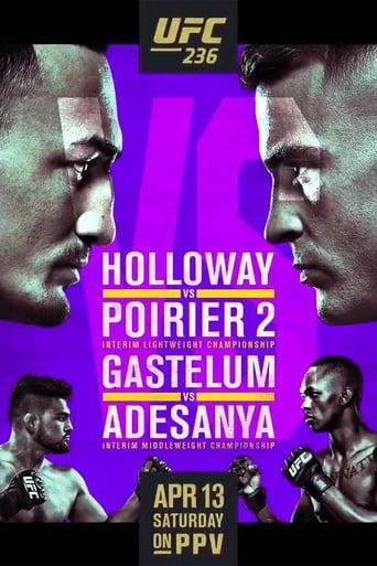 UFC 236: Holloway vs. Poirier 2 is an upcoming mixed martial arts event produced by the Ultimate Fighting Championship that is scheduled to be held on April 13, 2019 at the State Farm Arena in Atlanta, Georgia.