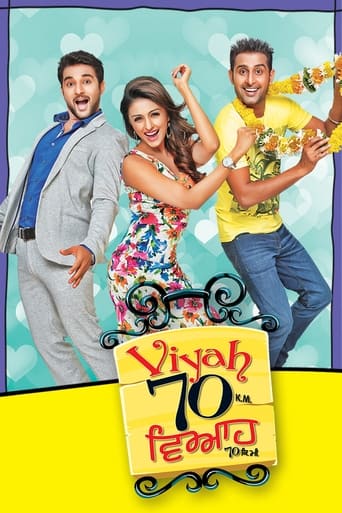 Viyah 70 KM is the story of Aman (Harish Verma), Sunny (Geeta Zaildar) and Lakha (Binnu Dhillon) who are college friends and have a different philosophy on marriage and girls. Aman says that single life is very interesting and will think about marriage after 8-10 years, Sunny says girls are fraud and should be away from them while Lakha’s dream is to become a dad as soon as possible. Preeti and Aman are always trying to put each other down and Lakha gets engaged to Priti. Somehow Aman and Sunny manage to break off their engagement and Lakha is furious and takes on the challenge to teach them a lesson.