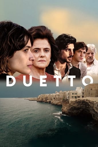 Duetto takes place in 1965 and tells the story of 18-year-old Cora, a Brazilian from an Italian family who, after losing her dad in a tragic car accident, goes with her grandmother Lucia to Puglia, Italy, where her ancestral homestead still stands. Lucia, aiming to sell an old family land lot, reencounters her sister Sofia and her husband Gino, whom she hasn't spoken to in 40 years.